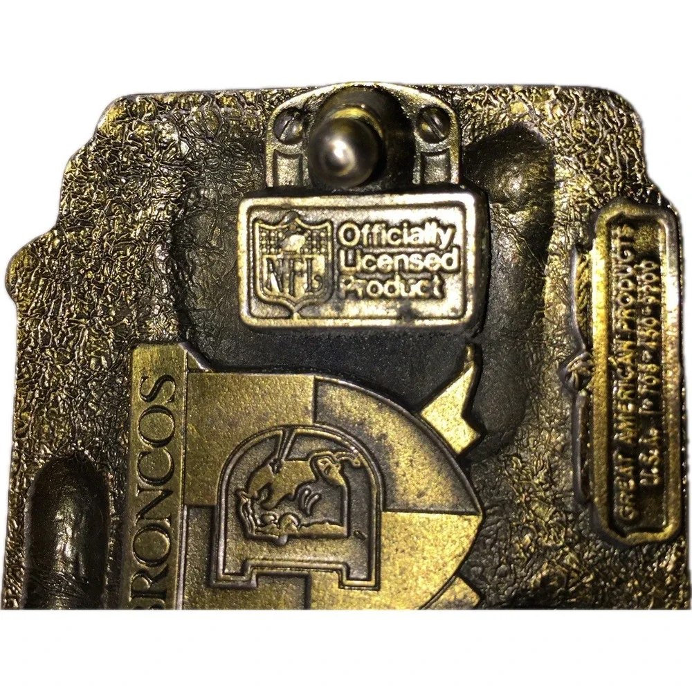 Great American Products Denver Broncos NFL Bronze Belt Buckle Football